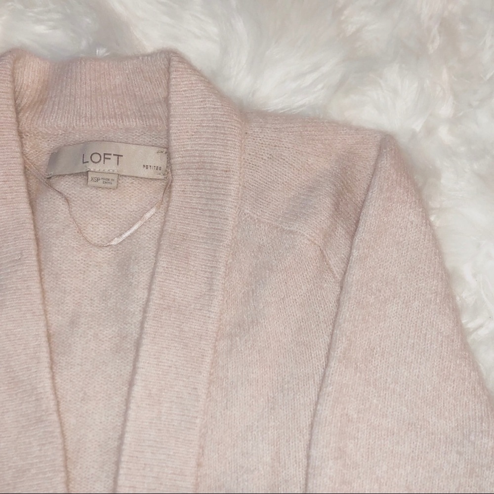 LOFT | Open-front Pink Long-sleeve Cardigan - Picture 2 of 6